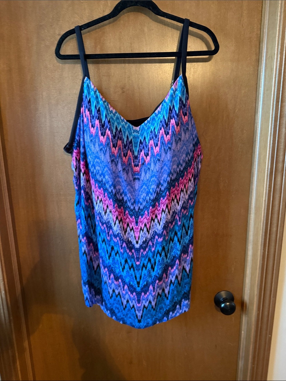 Aqua Green Blue & Pink Chevron Swim Top